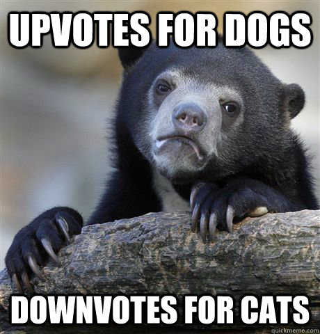 Upvotes for dogs Downvotes for cats  Confession Bear
