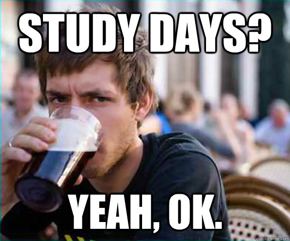 Study days? Yeah, ok.  Lazy College Senior
