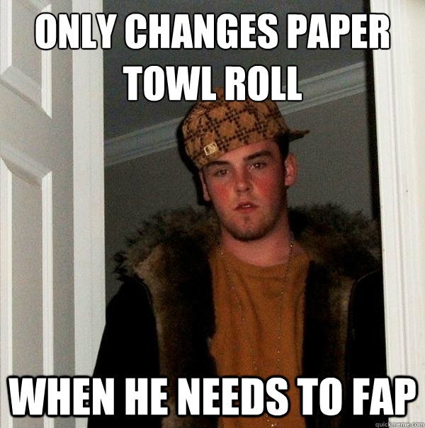 only changes paper towl roll when he needs to fap - only changes paper towl roll when he needs to fap  Scumbag Steve