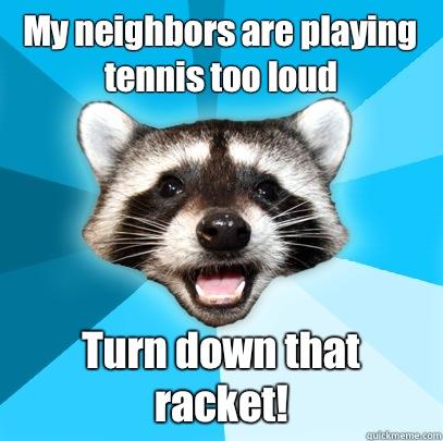 My neighbors are playing tennis too loud Turn down that racket!  