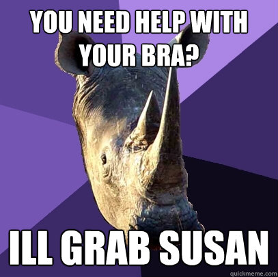 You need help with your bra? Ill grab Susan - You need help with your bra? Ill grab Susan  Sexually Oblivious Rhino