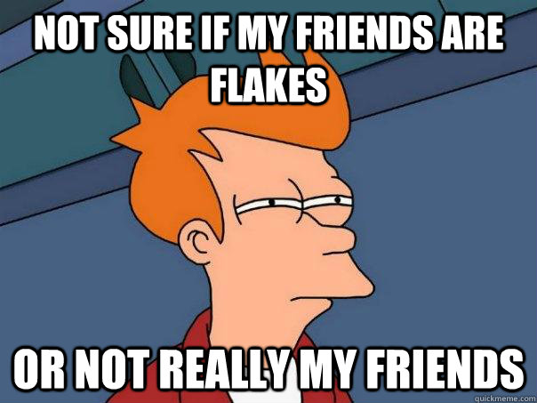 Not sure if my friends are flakes or not really my friends - Not sure if my friends are flakes or not really my friends  Futurama Fry