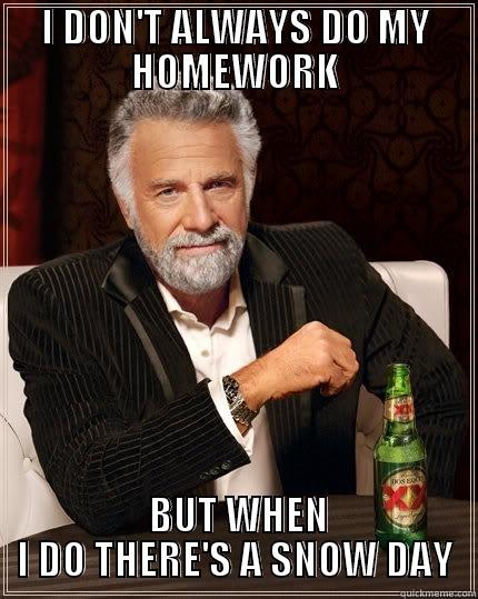 I DON'T ALWAYS DO MY HOMEWORK  BUT WHEN I DO THERE'S A SNOW DAY The Most Interesting Man In The World