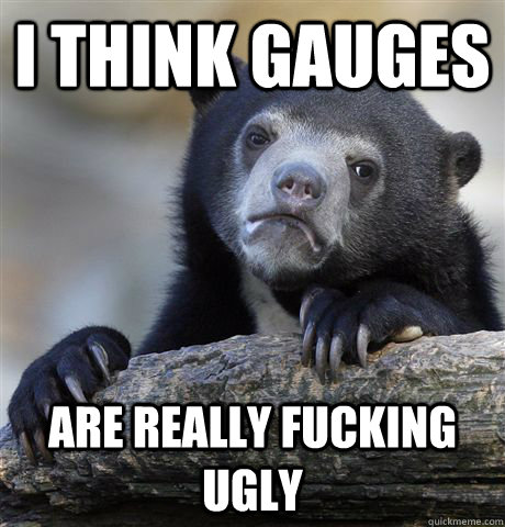 I think gauges are really fucking ugly  Confession Bear