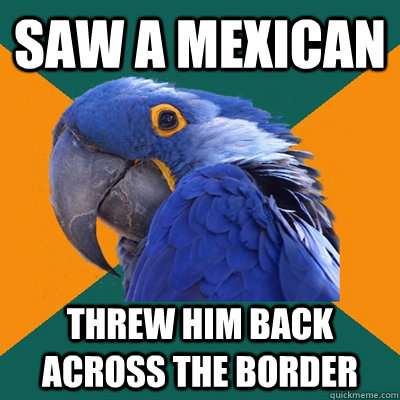SAW A MEXICAN THREW HIM BACK ACROSS THE BORDER  Paranoid Parrot