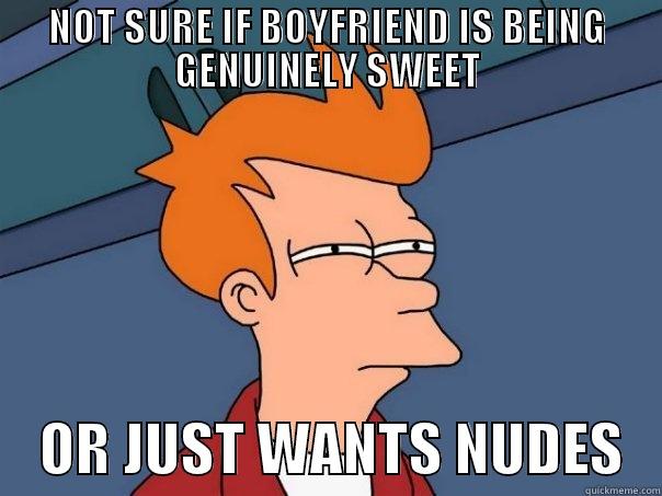 NOT SURE IF BOYFRIEND IS BEING GENUINELY SWEET     OR JUST WANTS NUDES   Futurama Fry