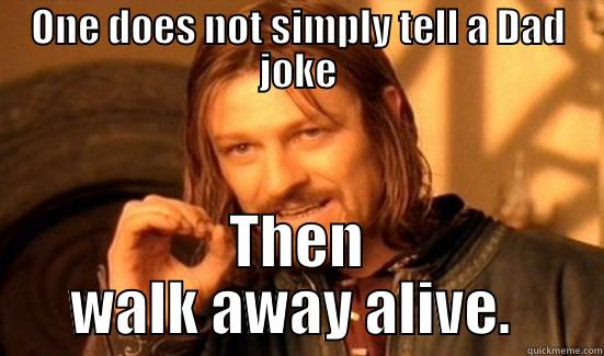 ONE DOES NOT SIMPLY TELL A DAD JOKE THEN WALK AWAY ALIVE.  Boromir