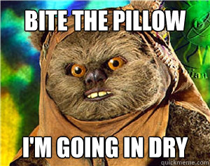 Bite the pillow I'm going in dry  Rape Ewok