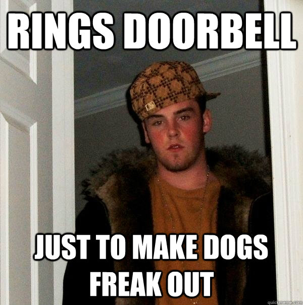 Rings doorbell Just to make dogs freak out - Rings doorbell Just to make dogs freak out  Scumbag Steve