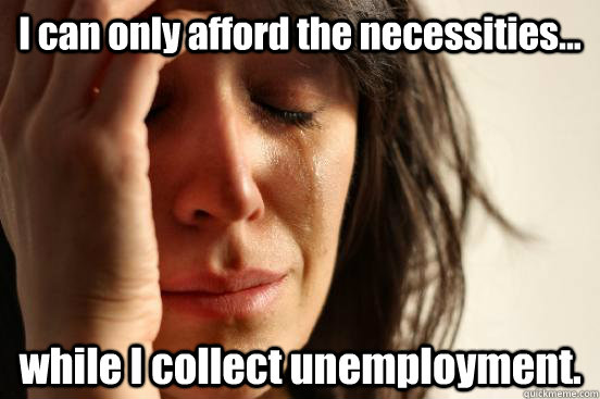 I can only afford the necessities... while I collect unemployment.  First World Problems