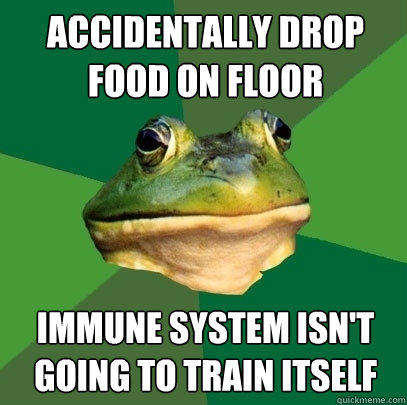 accidentally Drop food on floor immune system isn't going to train itself - accidentally Drop food on floor immune system isn't going to train itself  Foul Bachelor Frog