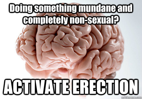Doing something mundane and completely non-sexual? ACTIVATE ERECTION  Scumbag Brain