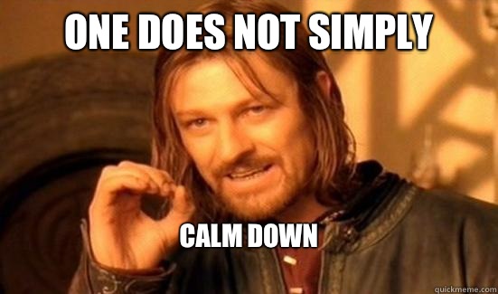 One Does Not Simply Calm down
  Boromir
