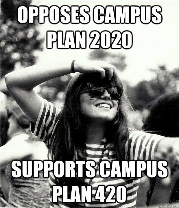Opposes campus plan 2020 supports campus plan 420  Georgetown Hipster
