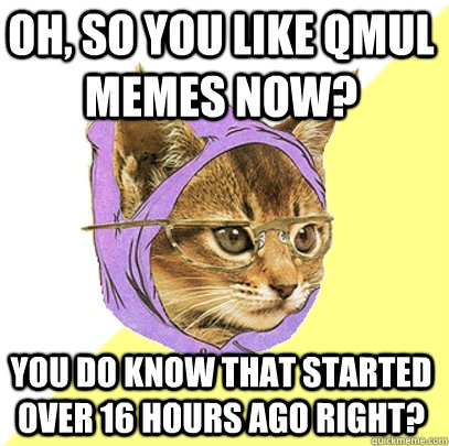 oh, so you like QMUL Memes now? you do know that started over 16 hours ago right?  Hipster Kitty
