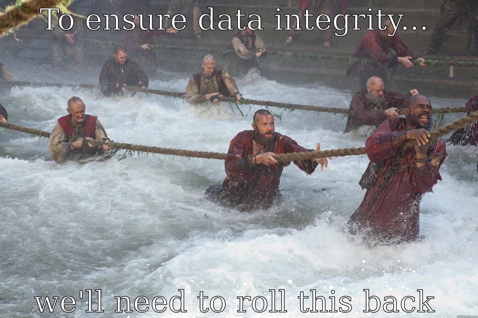 TO ENSURE DATA INTEGRITY... WE'LL NEED TO ROLL THIS BACK Misc