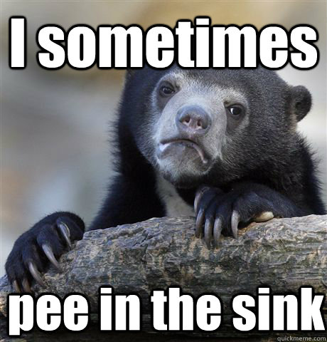 I sometimes  pee in the sink  Confession Bear