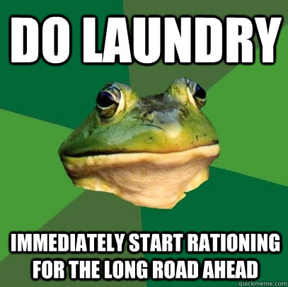 do laundry immediately start rationing for the long road ahead  Foul Bachelor Frog