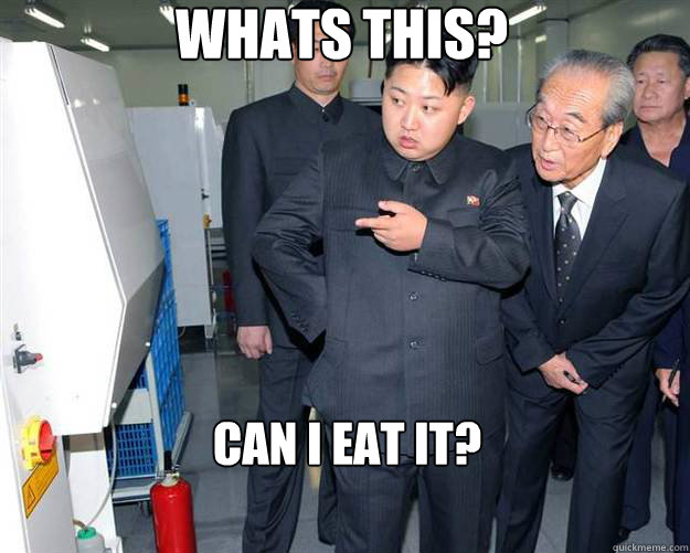 Whats this? Can I eat it?  Hungry Kim Jong Un