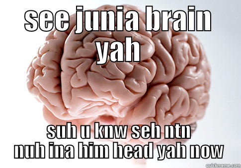SEE JUNIA BRAIN YAH SUH U KNW SEH NTN NUH INA HIM HEAD YAH NOW Scumbag Brain