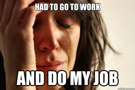 Had to go to work and do my job  First World Problems