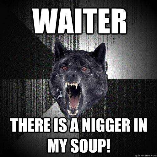 WAITER THERE IS A NIGGER IN MY SOUP!  Insanity Wolf