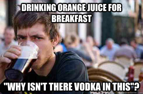 Drinking orange juice for breakfast 