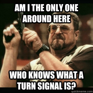 Am i the only one around here who knows what a turn signal is?  Am I The Only One Round Here