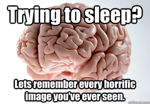 Trying to sleep? Lets remember every horrific image you've ever seen.  Scumbag Brain