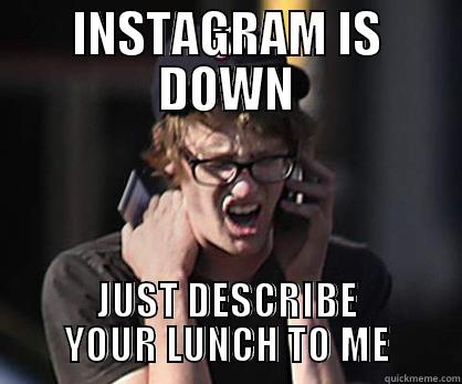 INSTAGRAM IS DOWN JUST DESCRIBE YOUR LUNCH TO ME Sad Hipster