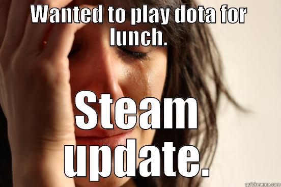 WANTED TO PLAY DOTA FOR LUNCH. STEAM UPDATE. First World Problems
