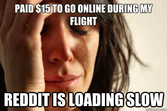 Paid $15 to go online during my flight reddit is loading slow  First World Problems