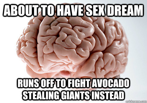 About to have sex dream  Runs off to fight avocado stealing giants instead  Scumbag Brain
