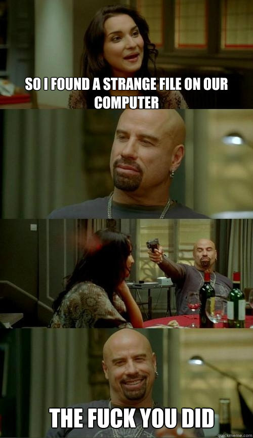 So i found a strange file on our computer the fuck you did  Skinhead John
