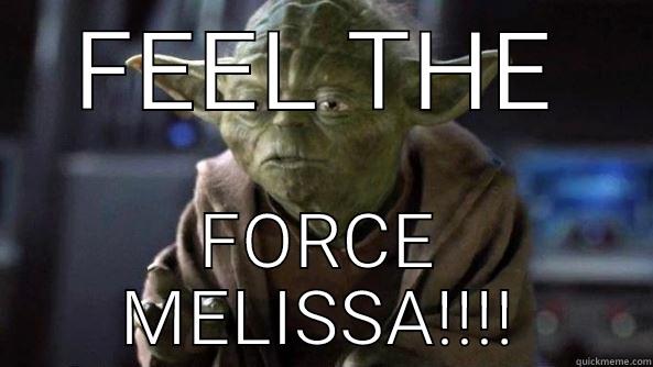FEEL THE FORCE MELISSA!!!! True dat, Yoda.