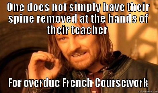 ONE DOES NOT SIMPLY HAVE THEIR SPINE REMOVED AT THE HANDS OF THEIR TEACHER  FOR OVERDUE FRENCH COURSEWORK Boromir