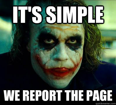 it's simple We report the page  Simple Solution Joker