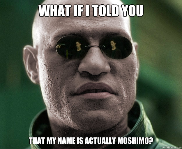What if i told you THAT MY NAME IS ACTUALLY Moshimo?  