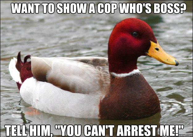 want to show a cop who's boss? tell him, 