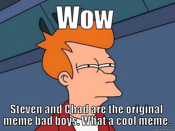 Fry Meme for Cool Boys - WOW STEVEN AND CHAD ARE THE ORIGINAL MEME BAD BOYS. WHAT A COOL MEME. Futurama Fry