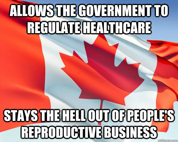 allows the government to regulate healthcare stays the hell out of people's reproductive business  Good Guy Canada