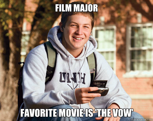 film major Favorite movie is 'the vow'  College Freshman