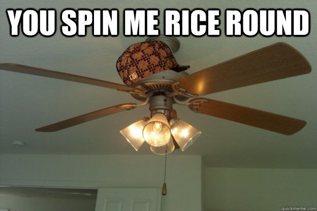 You spin me rice round   scumbag ceiling fan