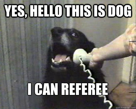 yes, hello this is dog i can referee  yes this is dog