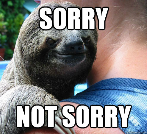 Sorry not sorry - Sorry not sorry  Suspiciously Evil Sloth