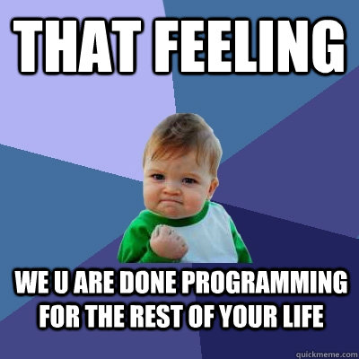 That feeling we u are done programming  for the rest of your life - That feeling we u are done programming  for the rest of your life  Success Kid