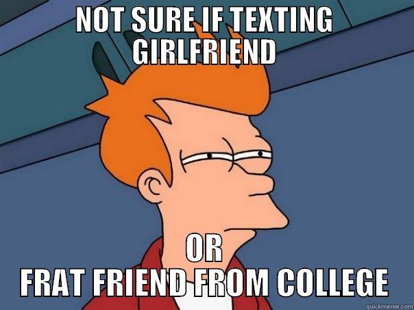 NOT SURE IF TEXTING GIRLFRIEND OR FRAT FRIEND FROM COLLEGE Futurama Fry