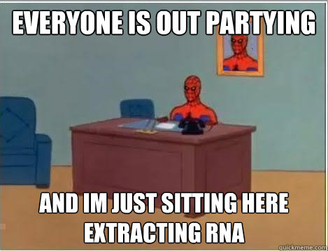Everyone is out partying and im just sitting here extracting RNA  Spiderman Desk
