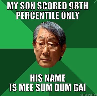 MY SON SCORED 98TH PERCENTILE ONLY HIS NAME IS MEE SUM DUM GAI High Expectations Asian Father