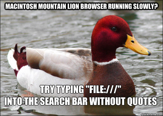 Macintosh Mountain Lion browser Running Slowly? Try typing 